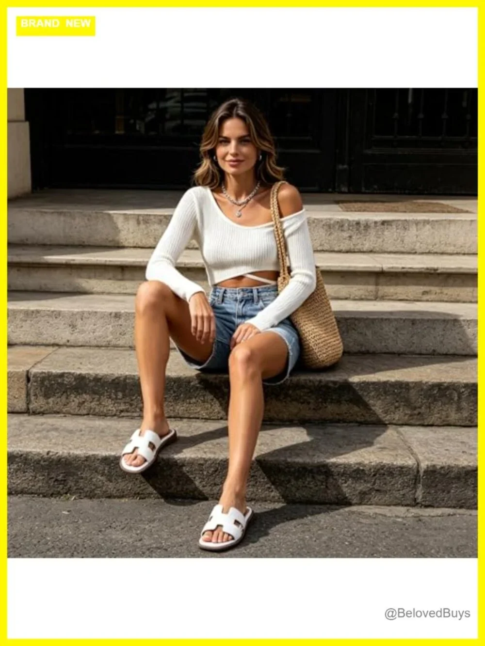 Women's Square Toe Flat Sandals Slip On PU Slides Comfortable Casual Summer